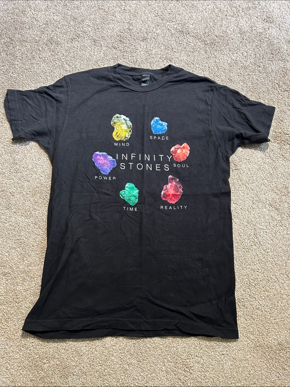 Tultex Black Short-Sleeve Infinity Stones Graphic Tee